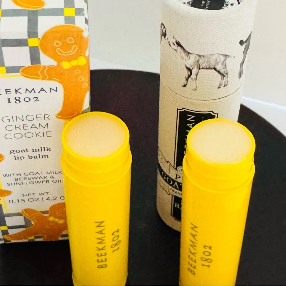 Beekman 1802 Lip Balm Duo Pure Goat Milk + Ginger Cream Cookie New